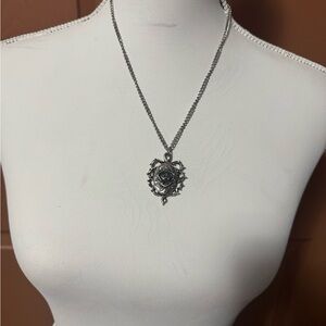 Elegant Silver Rose Pendant Necklace